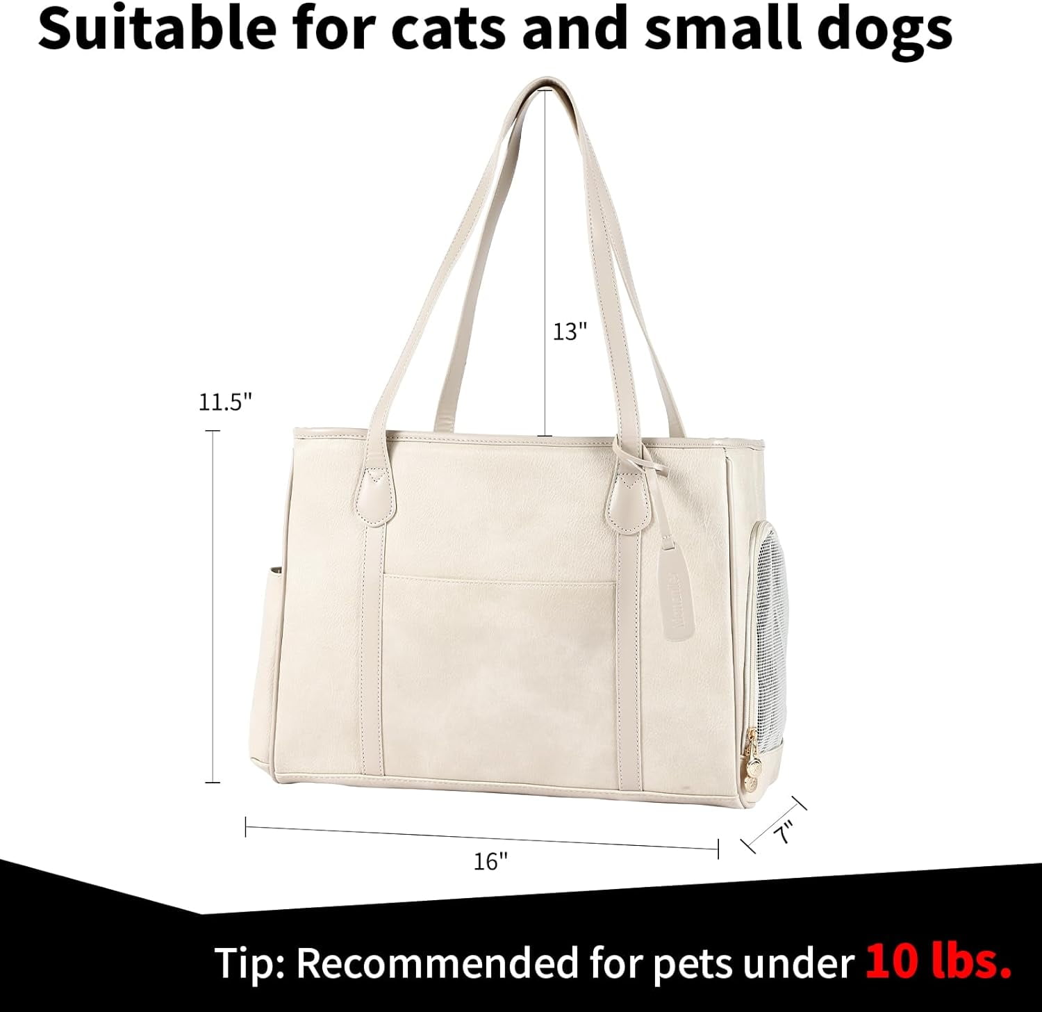 Stylish Dog Purse Carrier, Leather Pet Carrier Bag for Small Dogs Cats Puppy, Airline Approved Soft-Sided Carrier Brown - Image 10