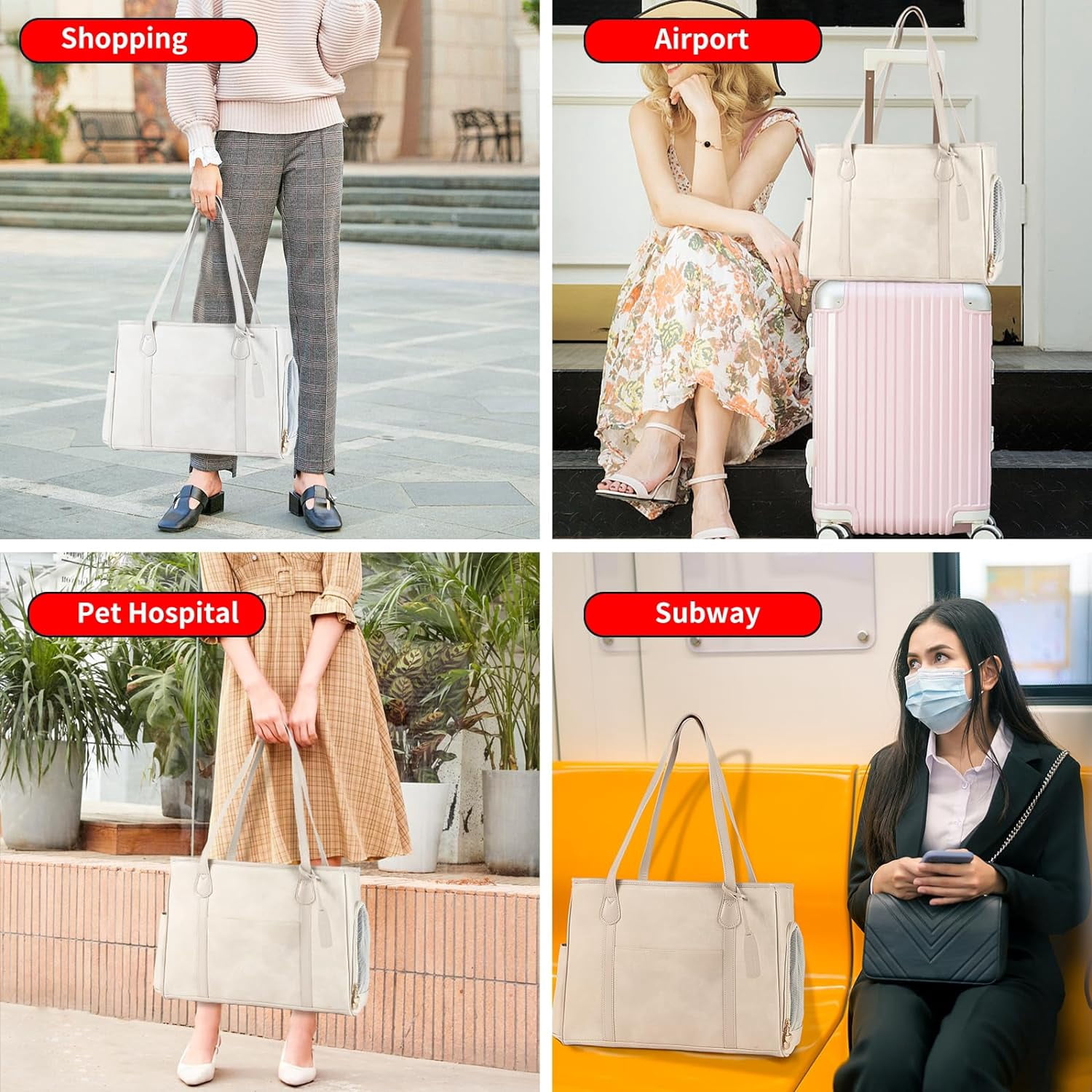 Stylish Dog Purse Carrier, Leather Pet Carrier Bag for Small Dogs Cats Puppy, Airline Approved Soft-Sided Carrier Brown - Image 11