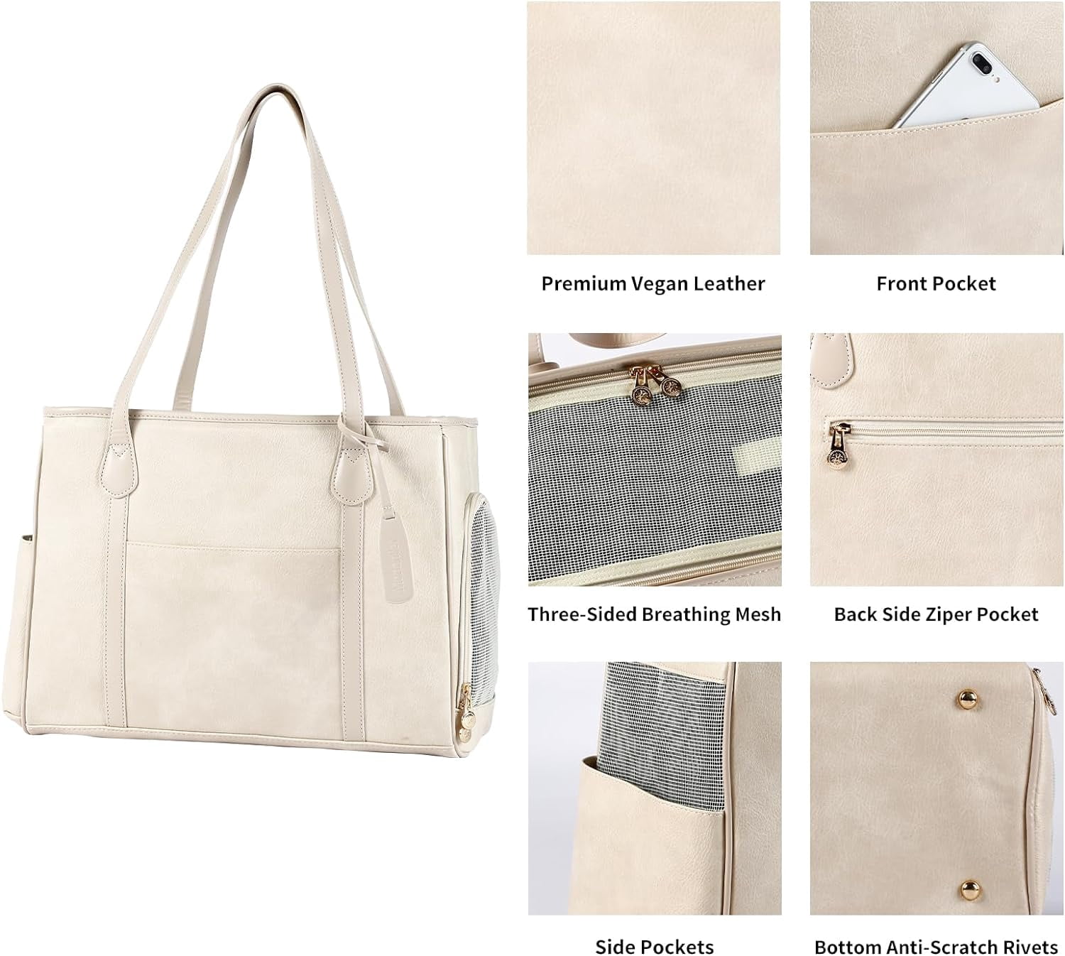 Stylish Dog Purse Carrier, Leather Pet Carrier Bag for Small Dogs Cats Puppy, Airline Approved Soft-Sided Carrier Brown - Image 12