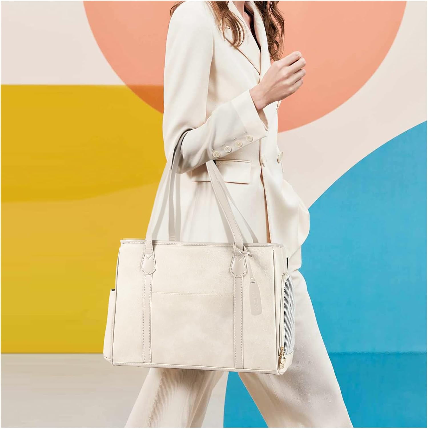 Stylish Dog Purse Carrier, Leather Pet Carrier Bag for Small Dogs Cats Puppy, Airline Approved Soft-Sided Carrier Brown - Image 13