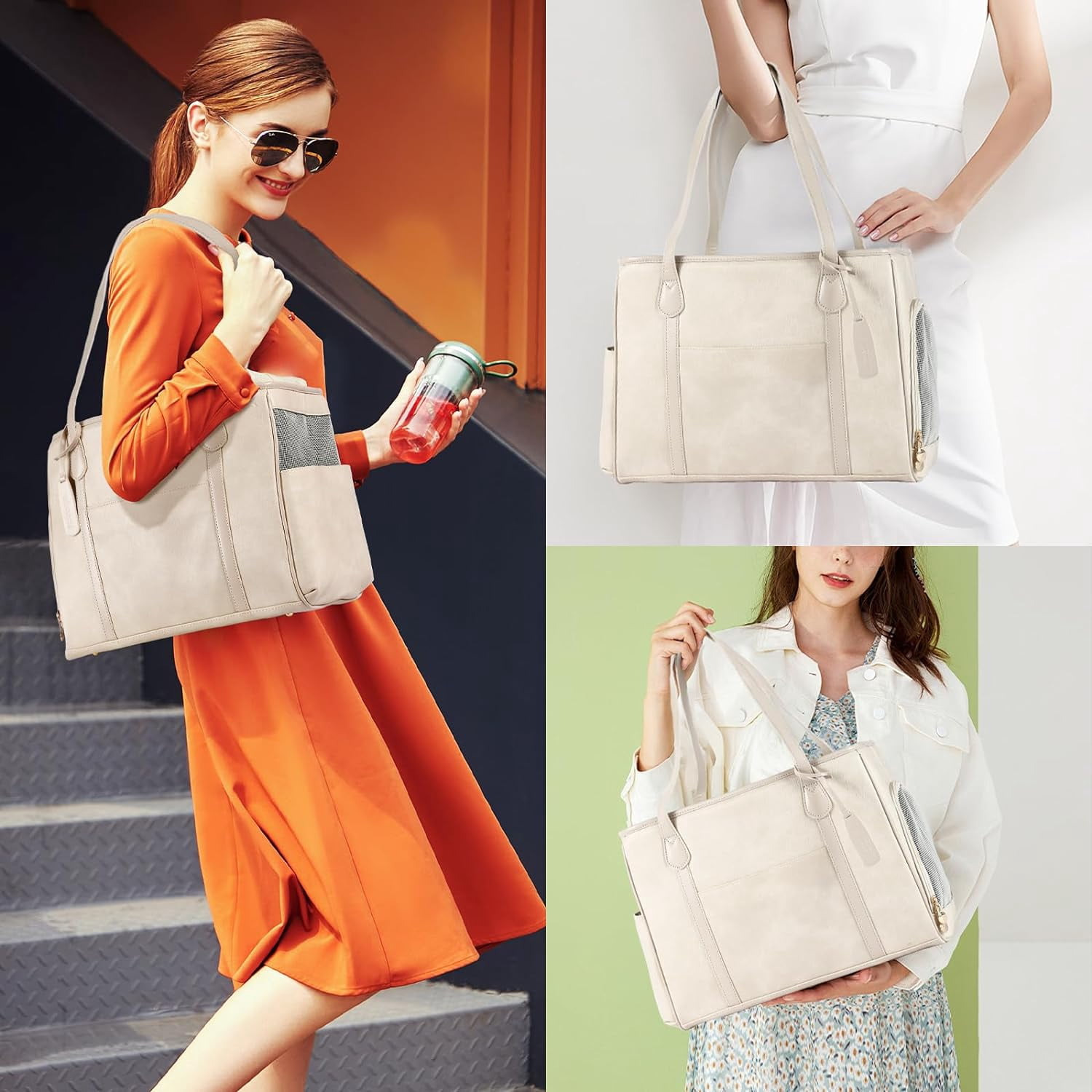 Stylish Dog Purse Carrier, Leather Pet Carrier Bag for Small Dogs Cats Puppy, Airline Approved Soft-Sided Carrier Brown - Image 14