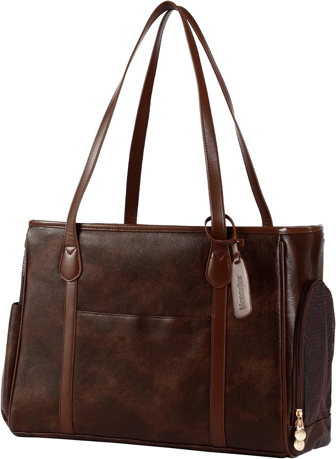 Stylish Dog Purse Carrier, Leather Pet Carrier Bag for Small Dogs Cats Puppy, Airline Approved Soft-Sided Carrier Brown - Image 15