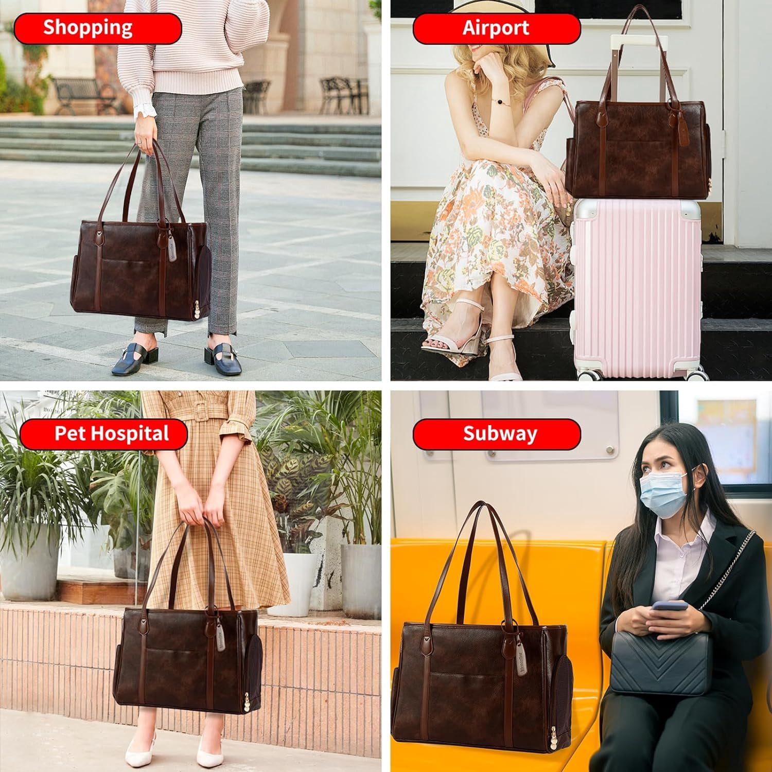 Stylish Dog Purse Carrier, Leather Pet Carrier Bag for Small Dogs Cats Puppy, Airline Approved Soft-Sided Carrier Brown - Image 19