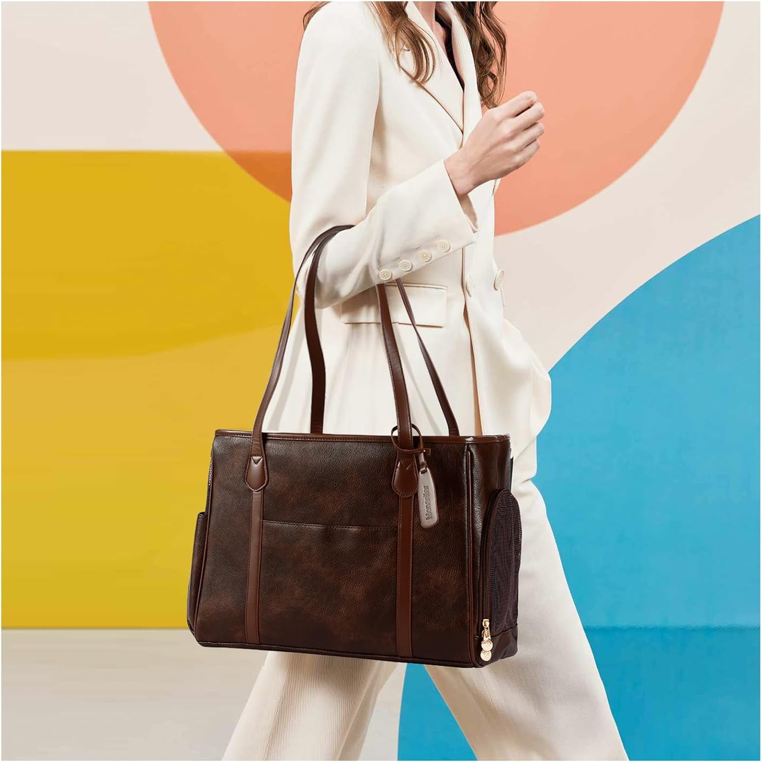 Stylish Dog Purse Carrier, Leather Pet Carrier Bag for Small Dogs Cats Puppy, Airline Approved Soft-Sided Carrier Brown - Image 21