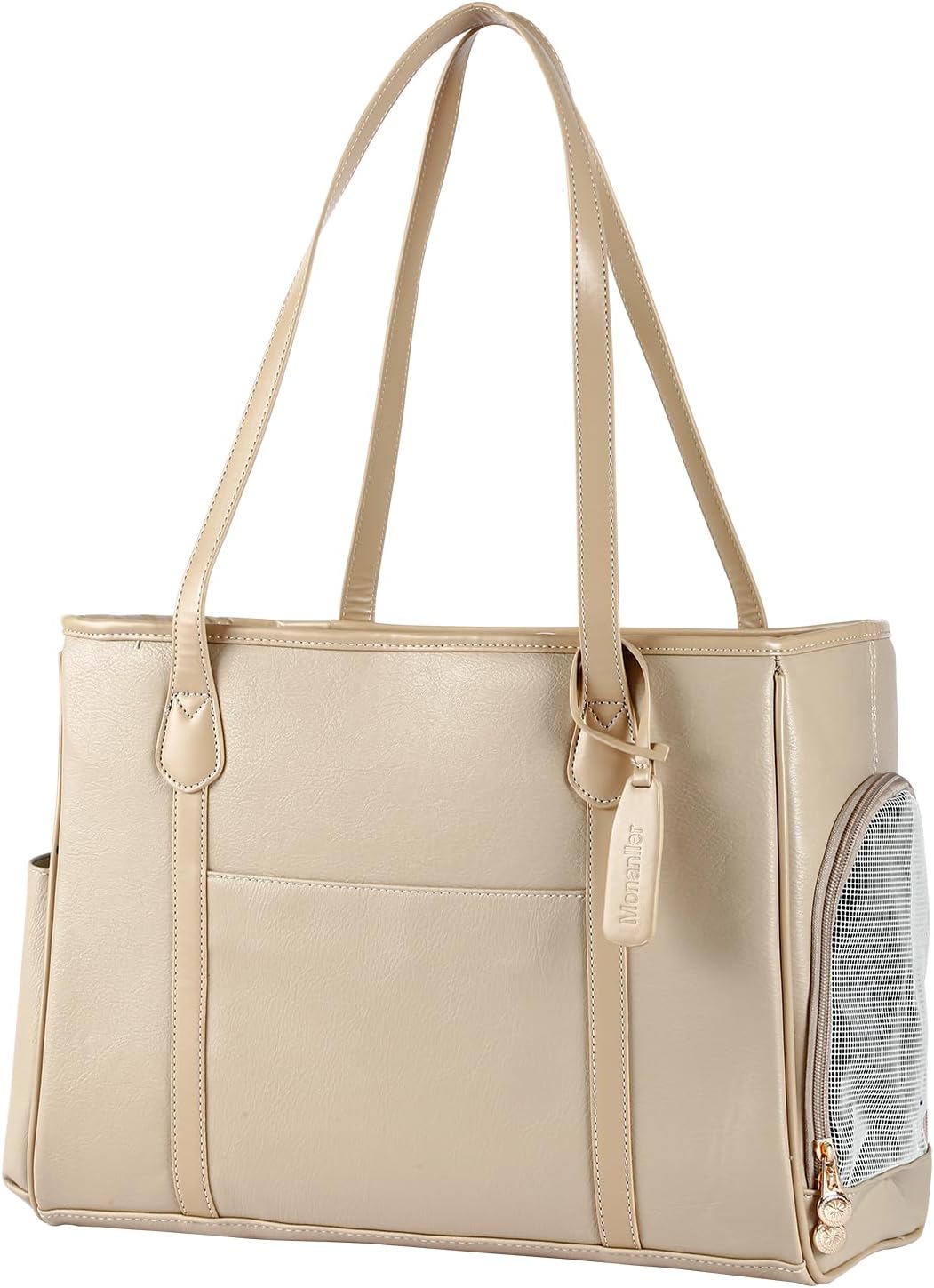 Stylish Dog Purse Carrier, Leather Pet Carrier Bag for Small Dogs Cats Puppy, Airline Approved Soft-Sided Carrier Brown - Image 22