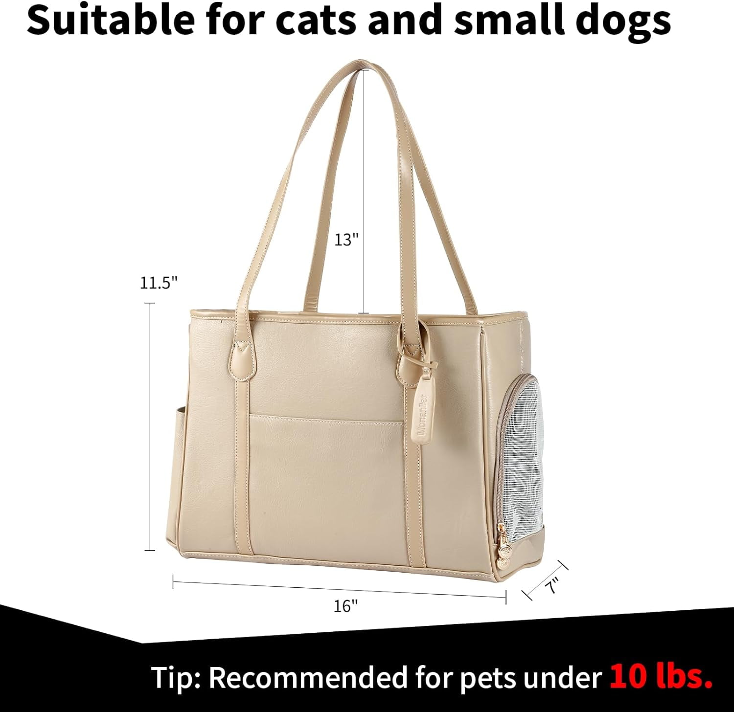 Stylish Dog Purse Carrier, Leather Pet Carrier Bag for Small Dogs Cats Puppy, Airline Approved Soft-Sided Carrier Brown - Image 23