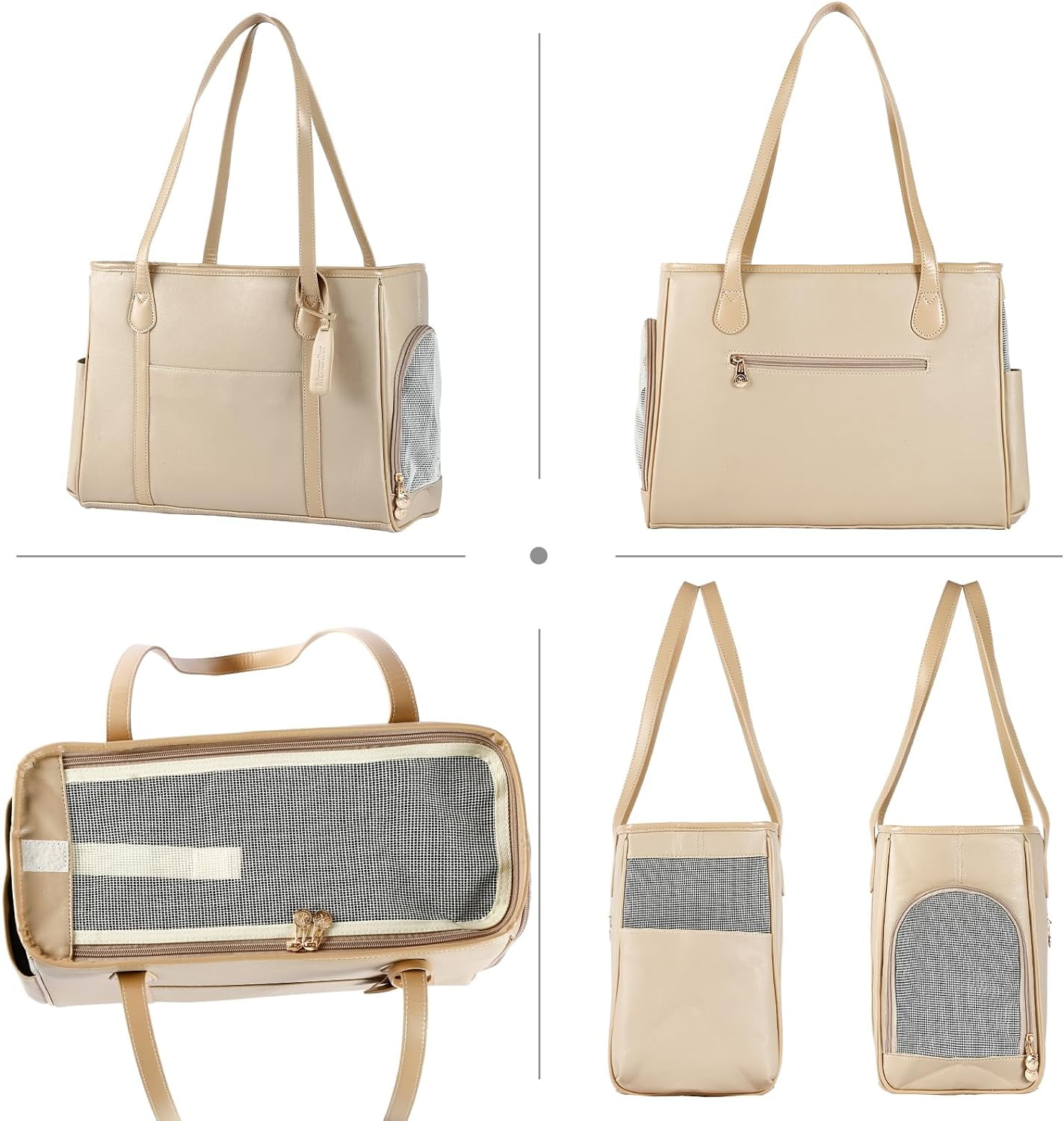 Stylish Dog Purse Carrier, Leather Pet Carrier Bag for Small Dogs Cats Puppy, Airline Approved Soft-Sided Carrier Brown - Image 24