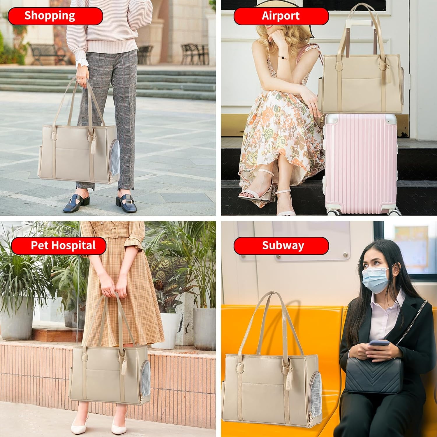 Stylish Dog Purse Carrier, Leather Pet Carrier Bag for Small Dogs Cats Puppy, Airline Approved Soft-Sided Carrier Brown - Image 26