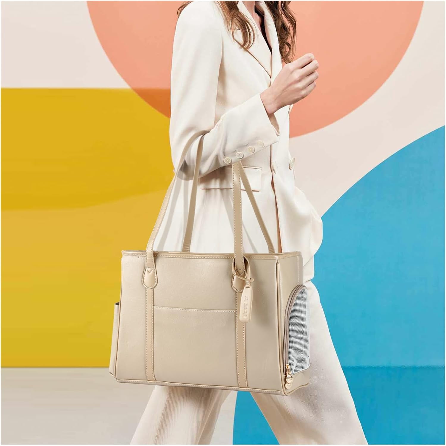 Stylish Dog Purse Carrier, Leather Pet Carrier Bag for Small Dogs Cats Puppy, Airline Approved Soft-Sided Carrier Brown - Image 28