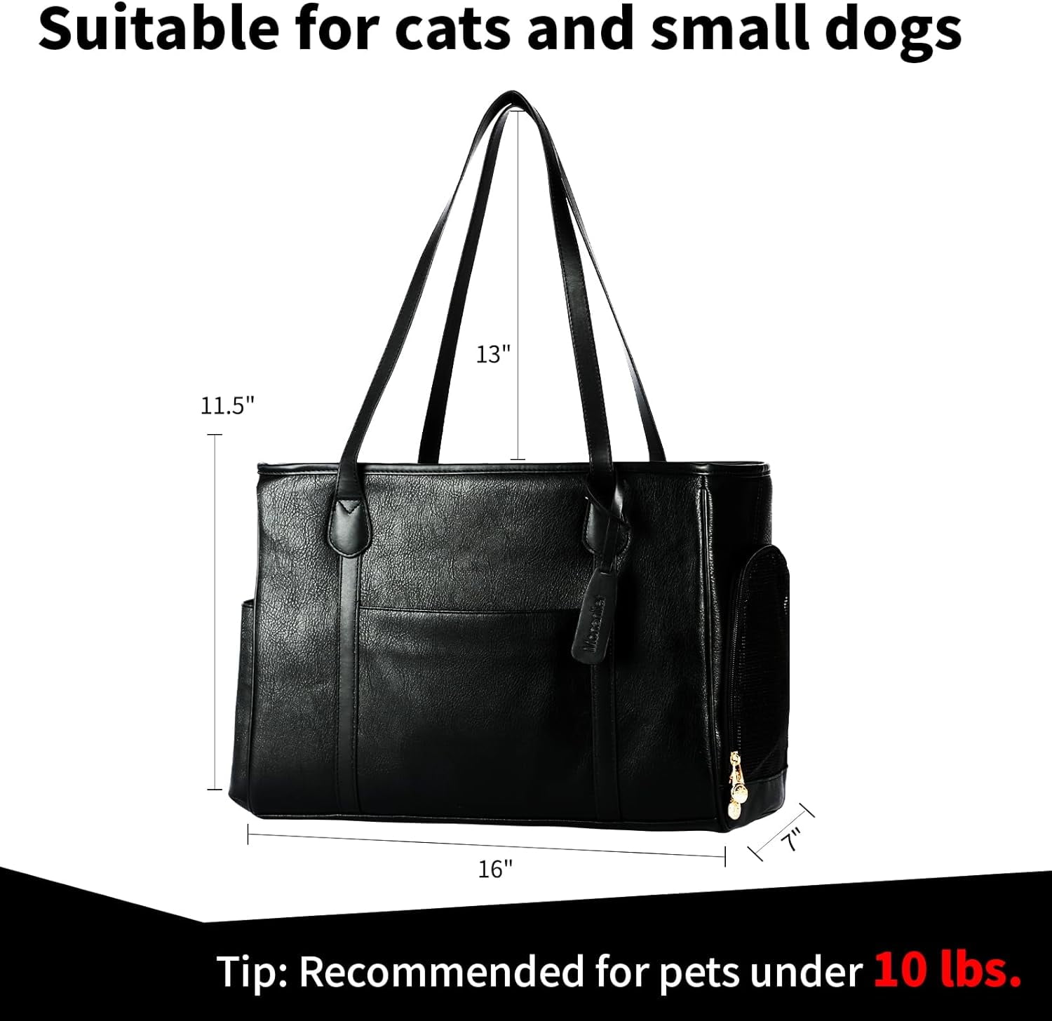 Stylish Dog Purse Carrier, Leather Pet Carrier Bag for Small Dogs Cats Puppy, Airline Approved Soft-Sided Carrier Brown - Image 30