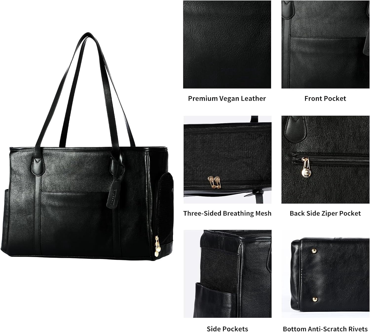 Stylish Dog Purse Carrier, Leather Pet Carrier Bag for Small Dogs Cats Puppy, Airline Approved Soft-Sided Carrier Brown - Image 32