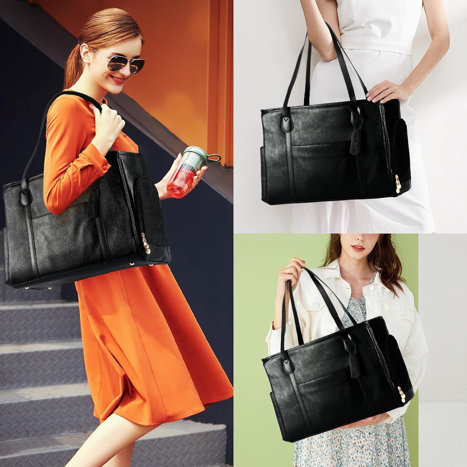 Stylish Dog Purse Carrier, Leather Pet Carrier Bag for Small Dogs Cats Puppy, Airline Approved Soft-Sided Carrier Brown - Image 34