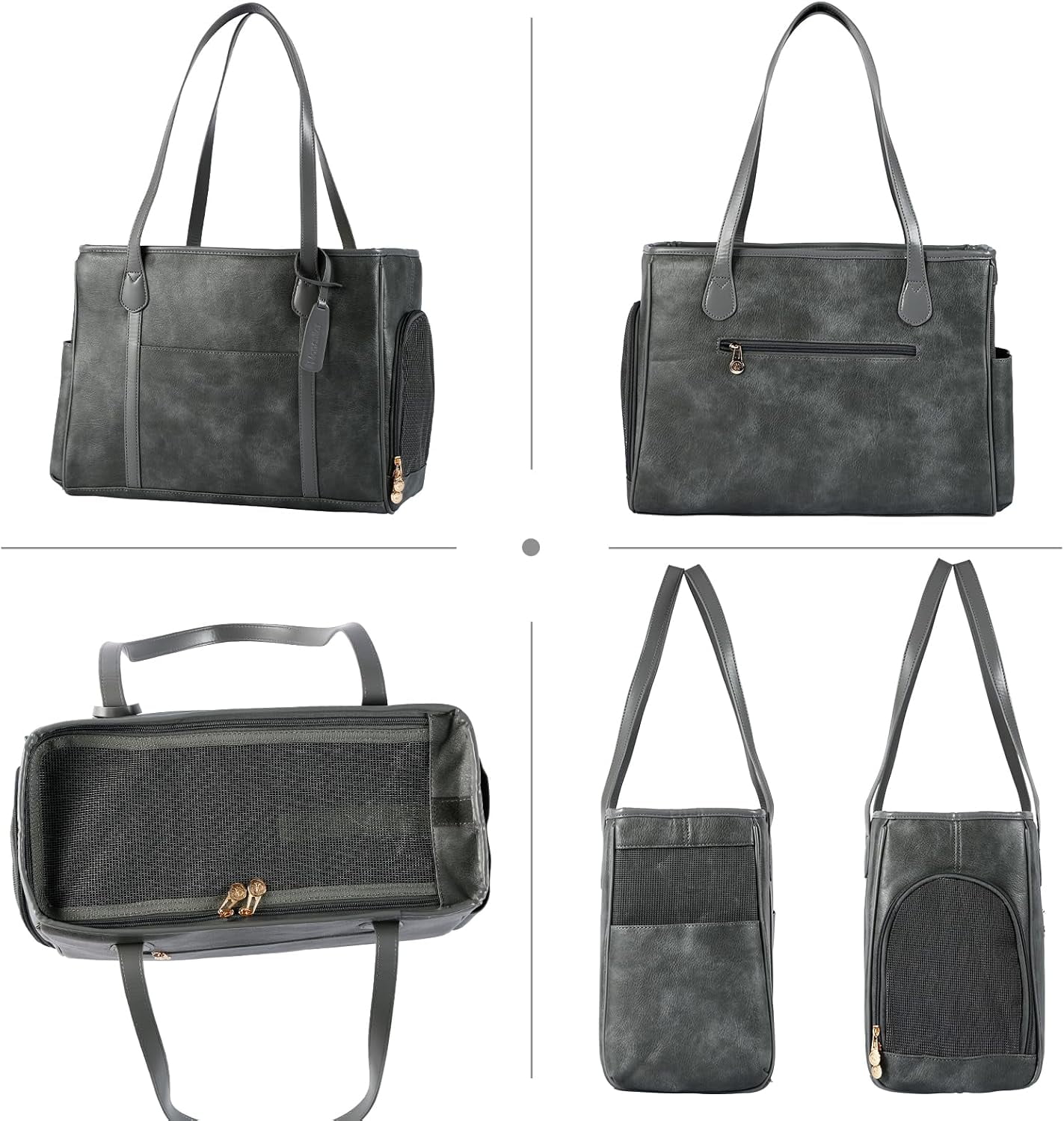 Stylish Dog Purse Carrier, Leather Pet Carrier Bag for Small Dogs Cats Puppy, Airline Approved Soft-Sided Carrier Brown - Image 38