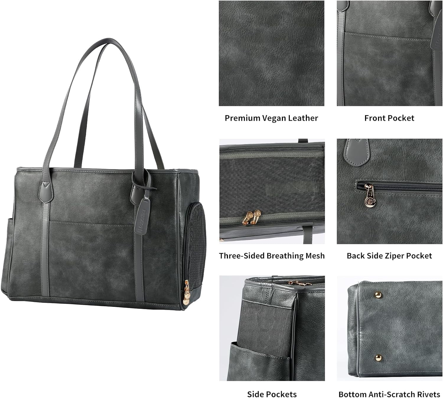 Stylish Dog Purse Carrier, Leather Pet Carrier Bag for Small Dogs Cats Puppy, Airline Approved Soft-Sided Carrier Brown - Image 39