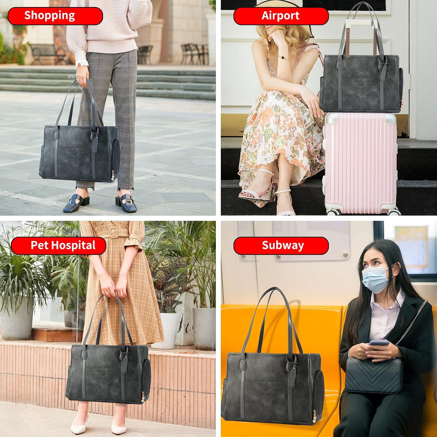 Stylish Dog Purse Carrier, Leather Pet Carrier Bag for Small Dogs Cats Puppy, Airline Approved Soft-Sided Carrier Brown - Image 40