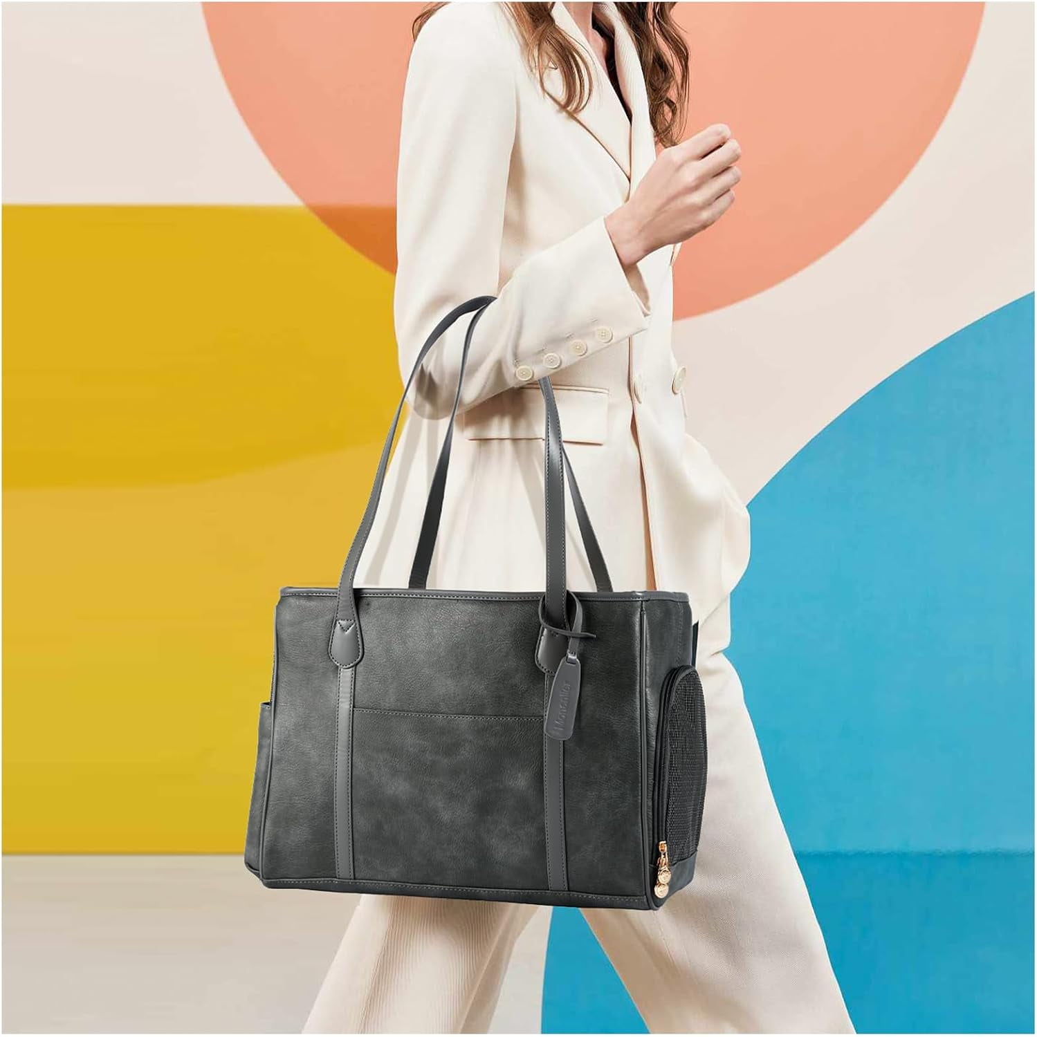 Stylish Dog Purse Carrier, Leather Pet Carrier Bag for Small Dogs Cats Puppy, Airline Approved Soft-Sided Carrier Brown - Image 42