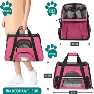 Pet Carrier for Cat & Small Dog, Soft Sided Travel Bag with Ventilation, Airline Approved, Lightweight