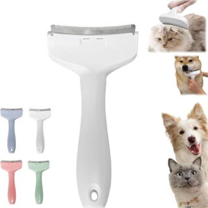 Dog Deshedding Comb, Gentle Pet Grooming Brush for Shedding, Small Undercoat Rake with Ergonomic Non-Slip Handle