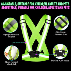 30 Pcs Reflective Running Vest Multicolor Adjustable High Visible for Night Jogging Cycling