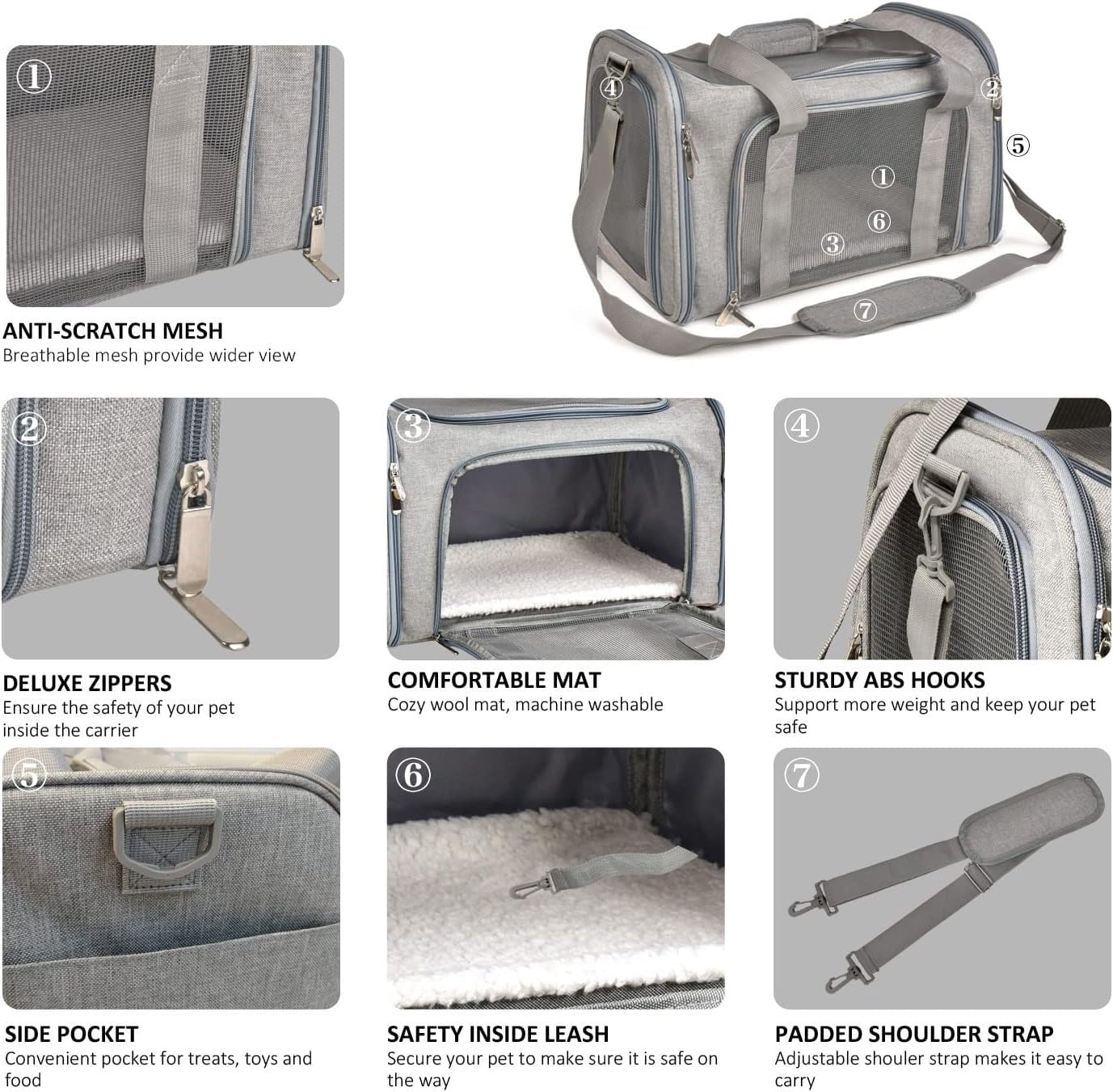 Cat, Dog Carrier for Small Medium Cats Puppies up to 15 Lbs, TSA Airline Approved Carrier Soft Sided, Collapsible Travel Puppy Carrier - Image 3