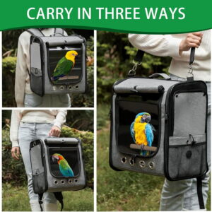 Bird Carrier Bag Bird Travel Cage with Stand, Lightweight Backpack for Parrot, Large Portable Bird Travel Bag, Pet Transparent Breathable Travel Cage