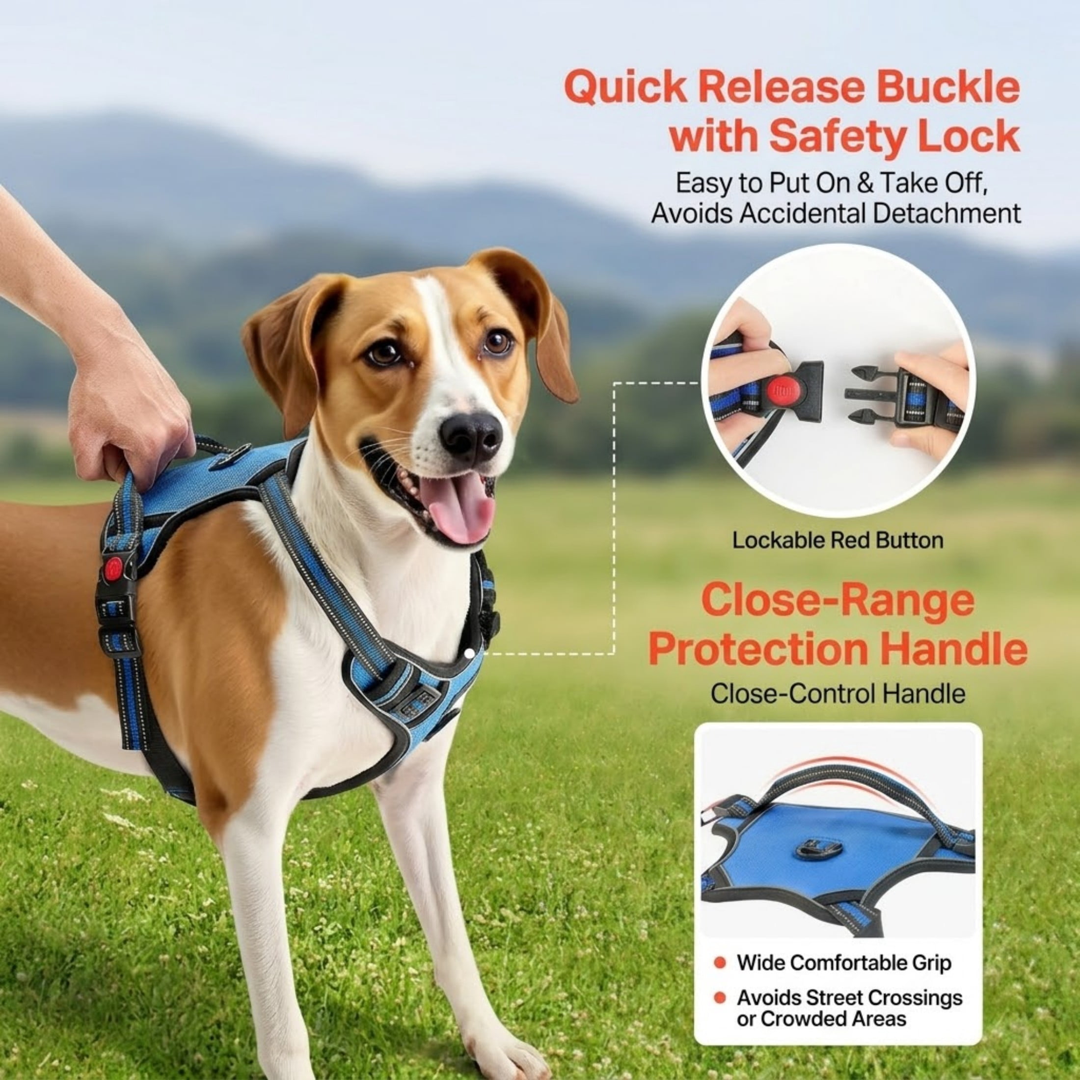 No Pull Dog Harness for Large Dogs, Adjustable Oxford Vest with 5ft Leash, Reflective & Heavy Duty, Black - Image 4