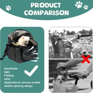 Dog Bike Basket, Soft-Sided Dog Bike Carrier Backpack, Cat Bicycle Basket, Multifunctional Pet Bike Basket Detachable Adjustable Single Shoulder Strap, Foldable Pet Travel Bag for Small Cats and Dogs
