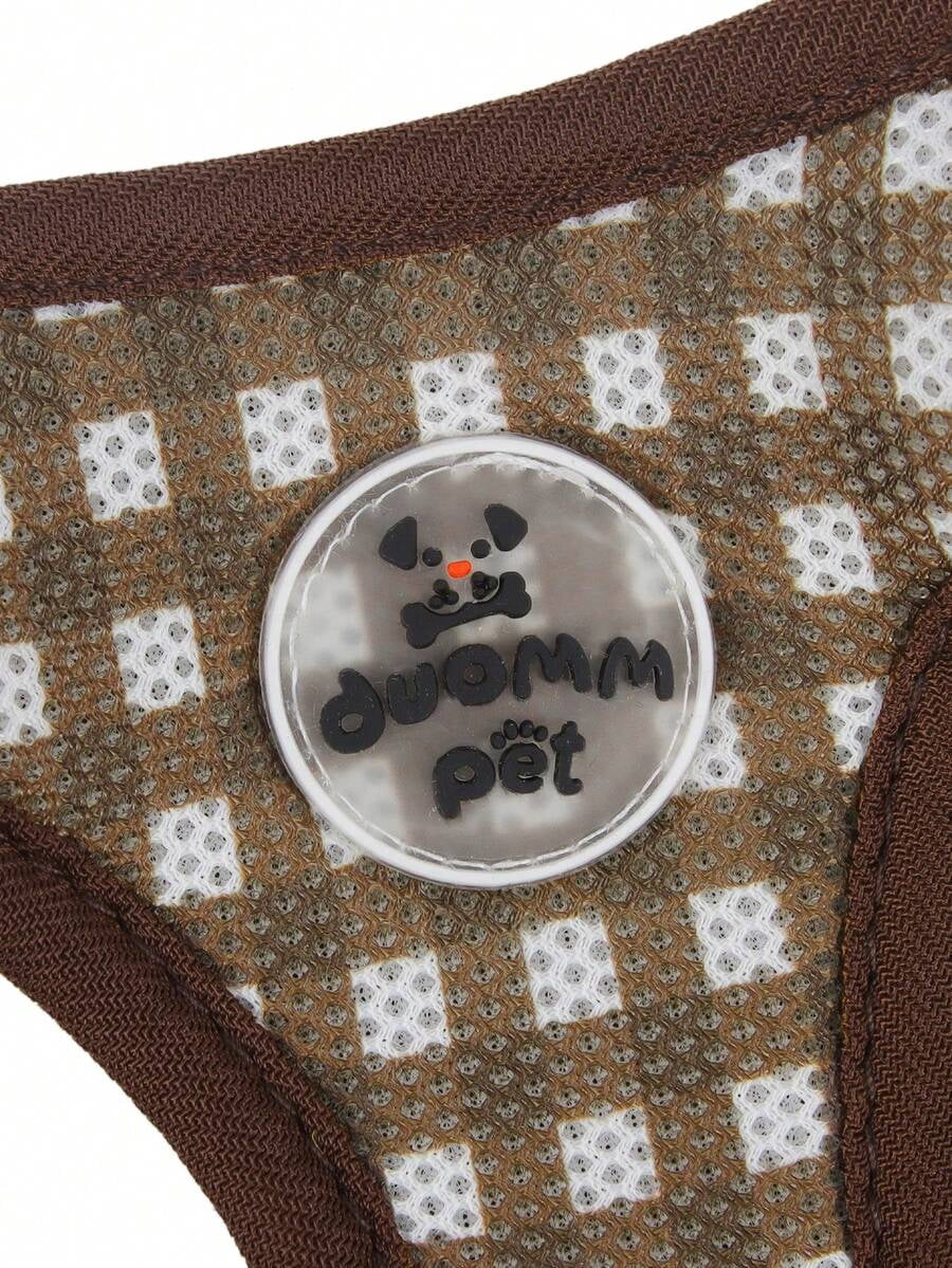 2PCS Pet Harness & Leash Set, Plaid Design, Reflective Strips, Breathable Polyester - Image 9