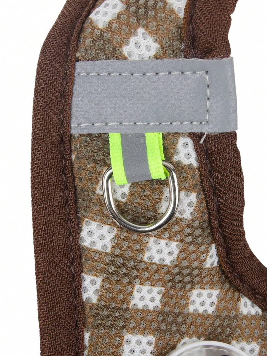 2PCS Pet Harness & Leash Set, Plaid Design, Reflective Strips, Breathable Polyester - Image 10