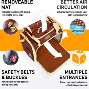 Large Soft Pet Carrier for Cats Dogs Travel Bag Airline Approved M Brown