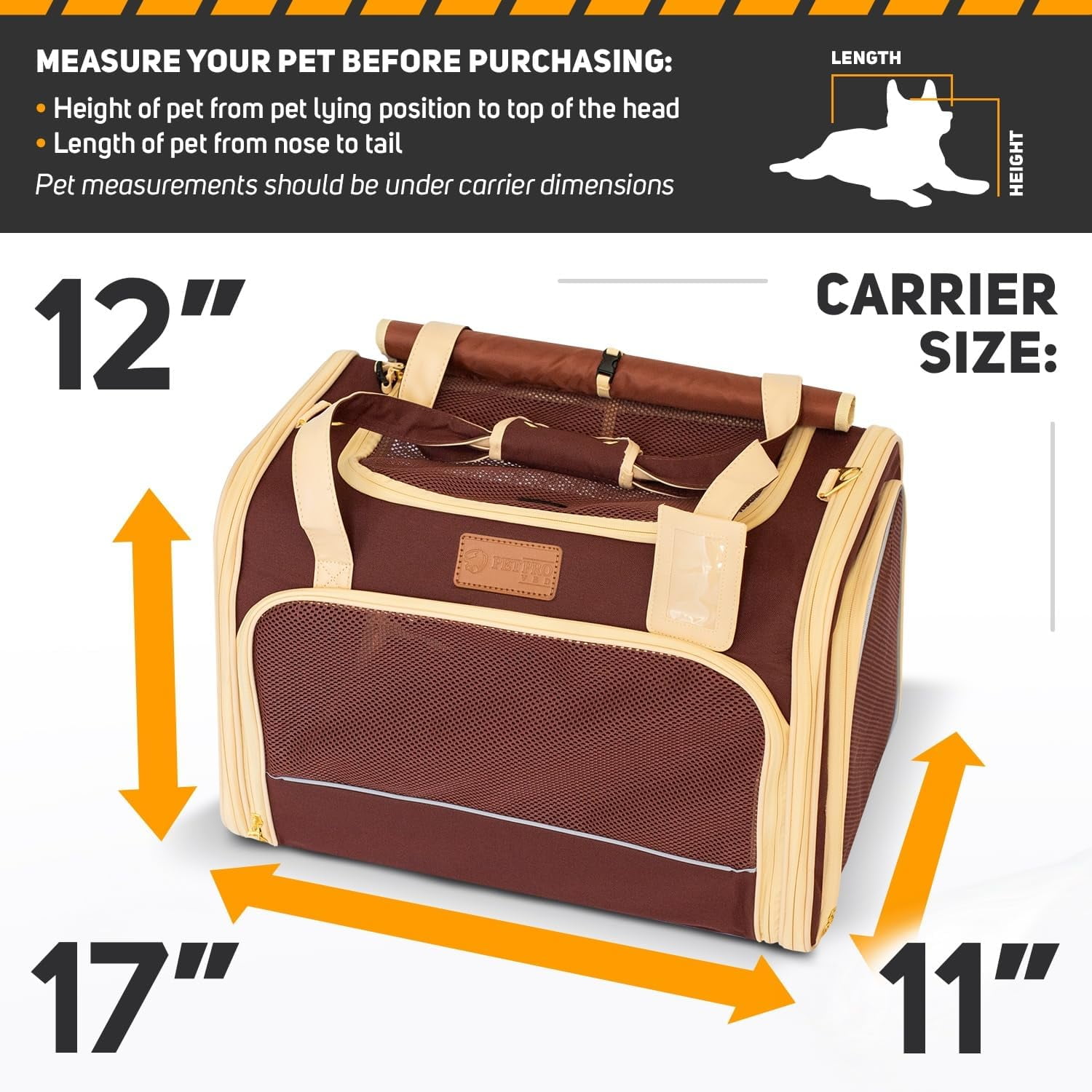 Large Soft Pet Carrier for Cats Dogs Travel Bag Airline Approved M Brown - Image 4