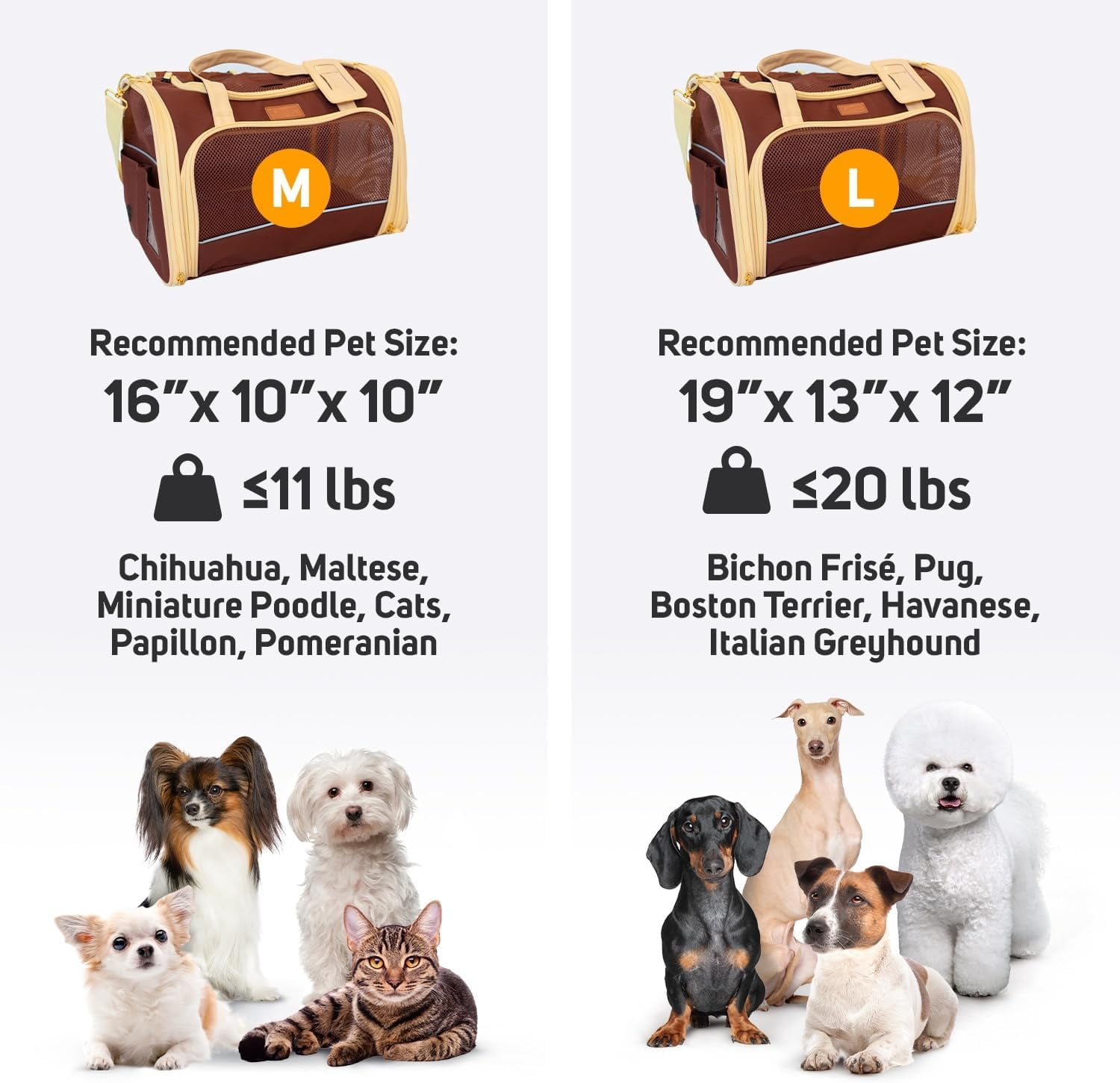 Large Soft Pet Carrier for Cats Dogs Travel Bag Airline Approved M Brown - Image 7