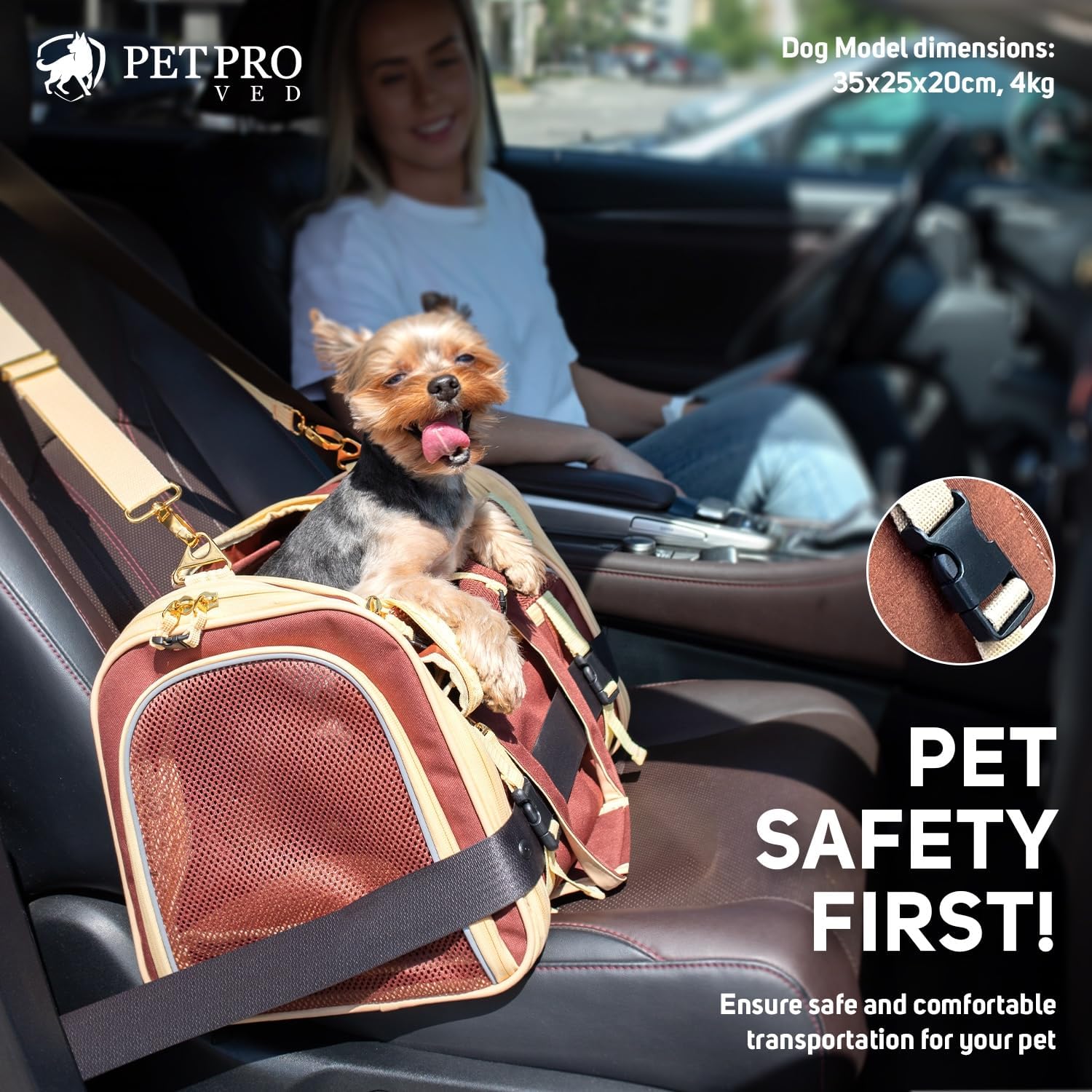 Large Soft Pet Carrier for Cats Dogs Travel Bag Airline Approved M Brown - Image 8