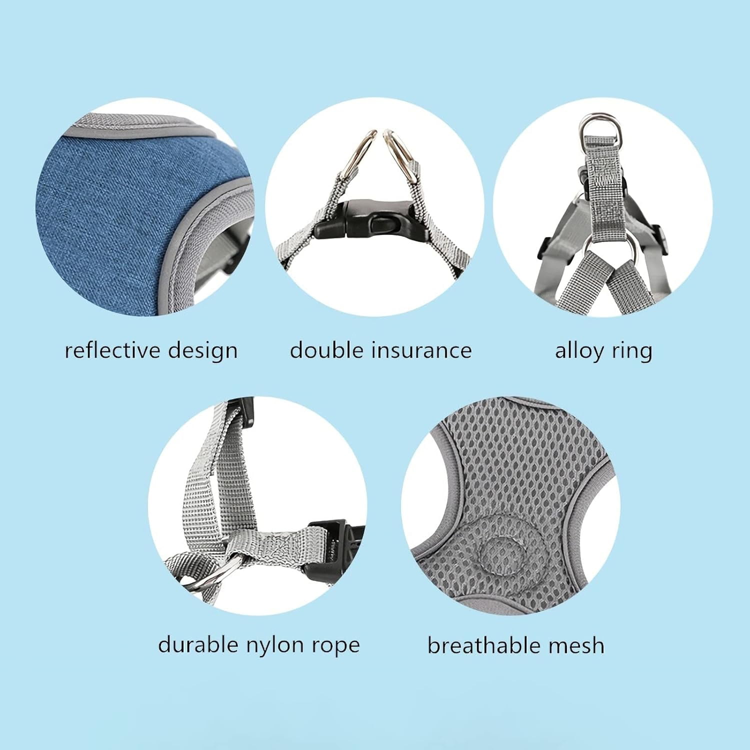 Denim French Bulldog Harness with Leash Set, with Breathable Padded Puppy Harness for Small Dogs Training and Walking (XS Pink) - Image 10