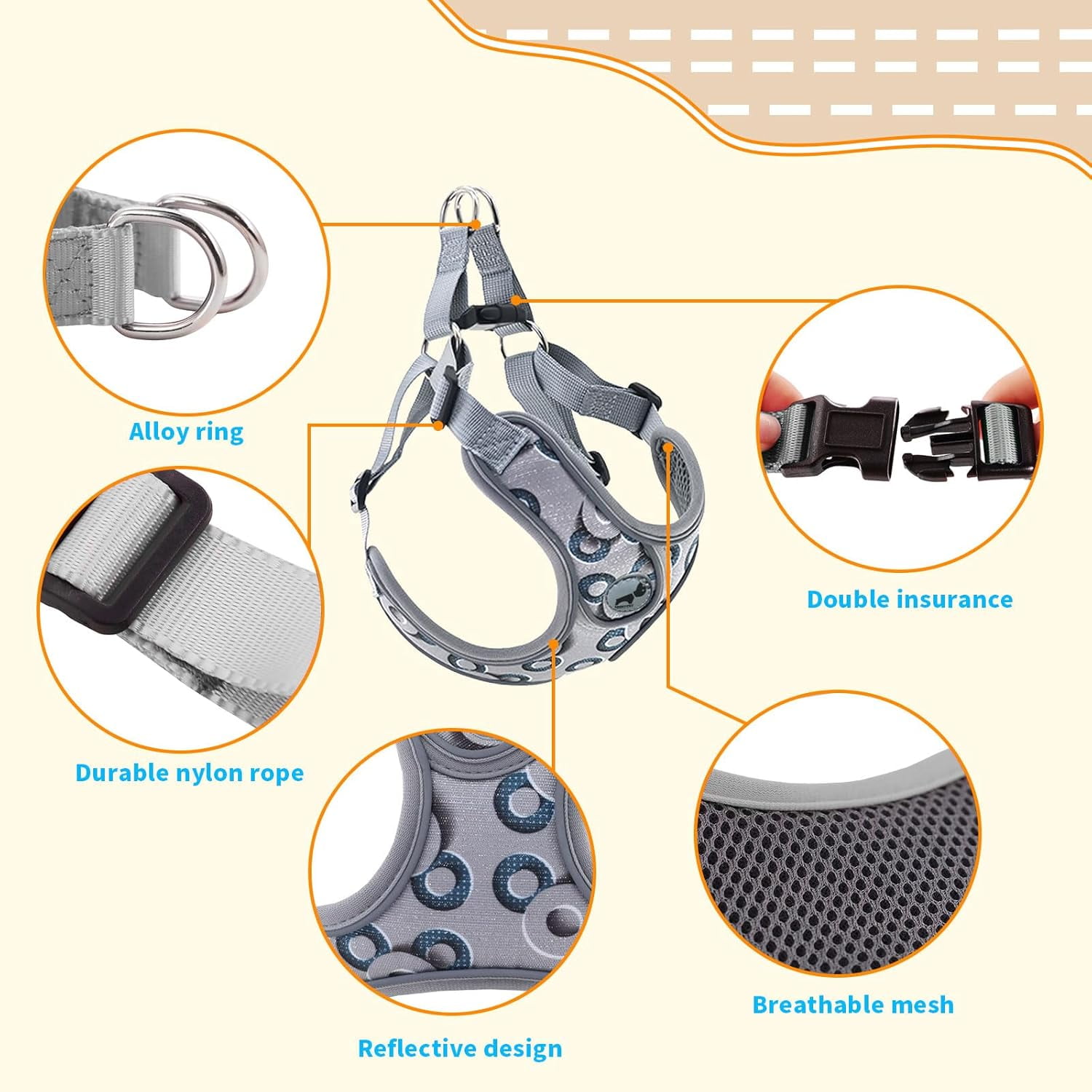 Denim French Bulldog Harness with Leash Set, with Breathable Padded Puppy Harness for Small Dogs Training and Walking (XS Pink) - Image 13