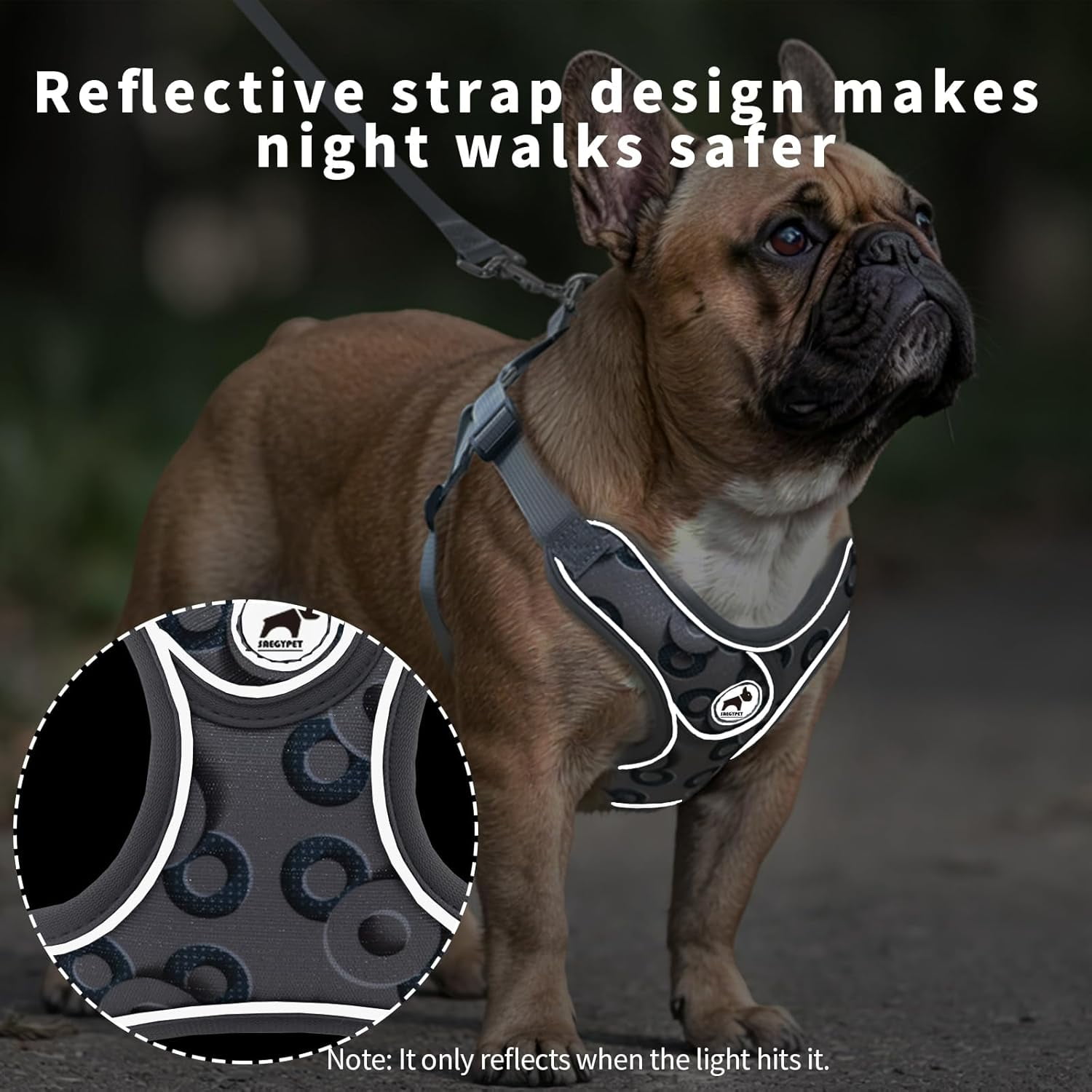 Denim French Bulldog Harness with Leash Set, with Breathable Padded Puppy Harness for Small Dogs Training and Walking (XS Pink) - Image 14