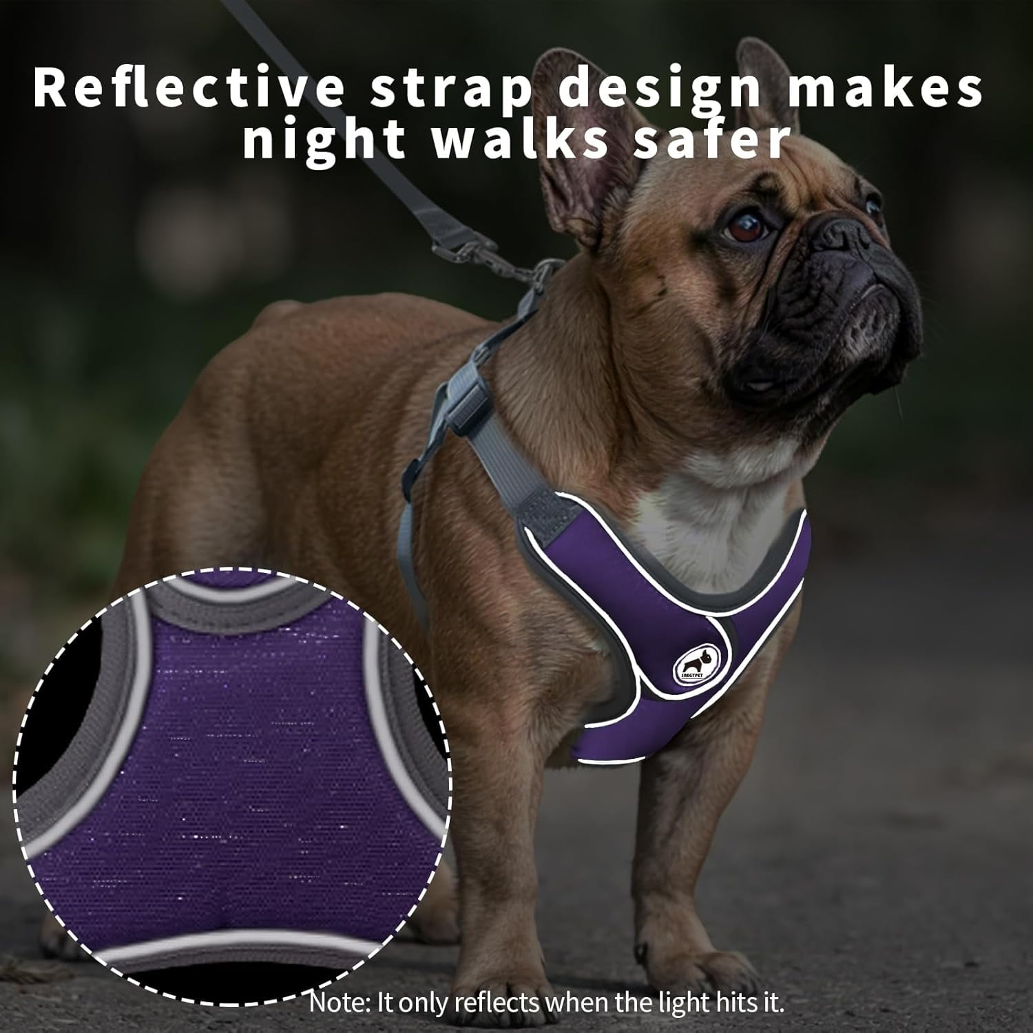 Denim French Bulldog Harness with Leash Set, with Breathable Padded Puppy Harness for Small Dogs Training and Walking (XS Pink) - Image 24