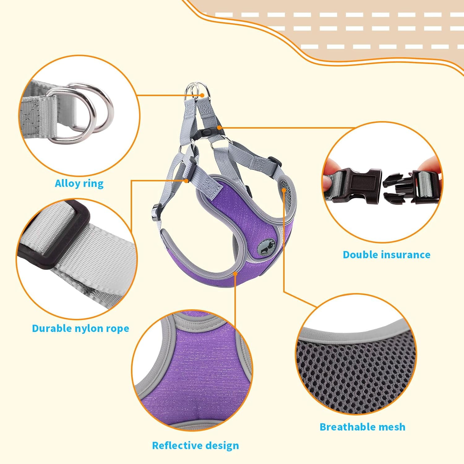 Denim French Bulldog Harness with Leash Set, with Breathable Padded Puppy Harness for Small Dogs Training and Walking (XS Pink) - Image 26