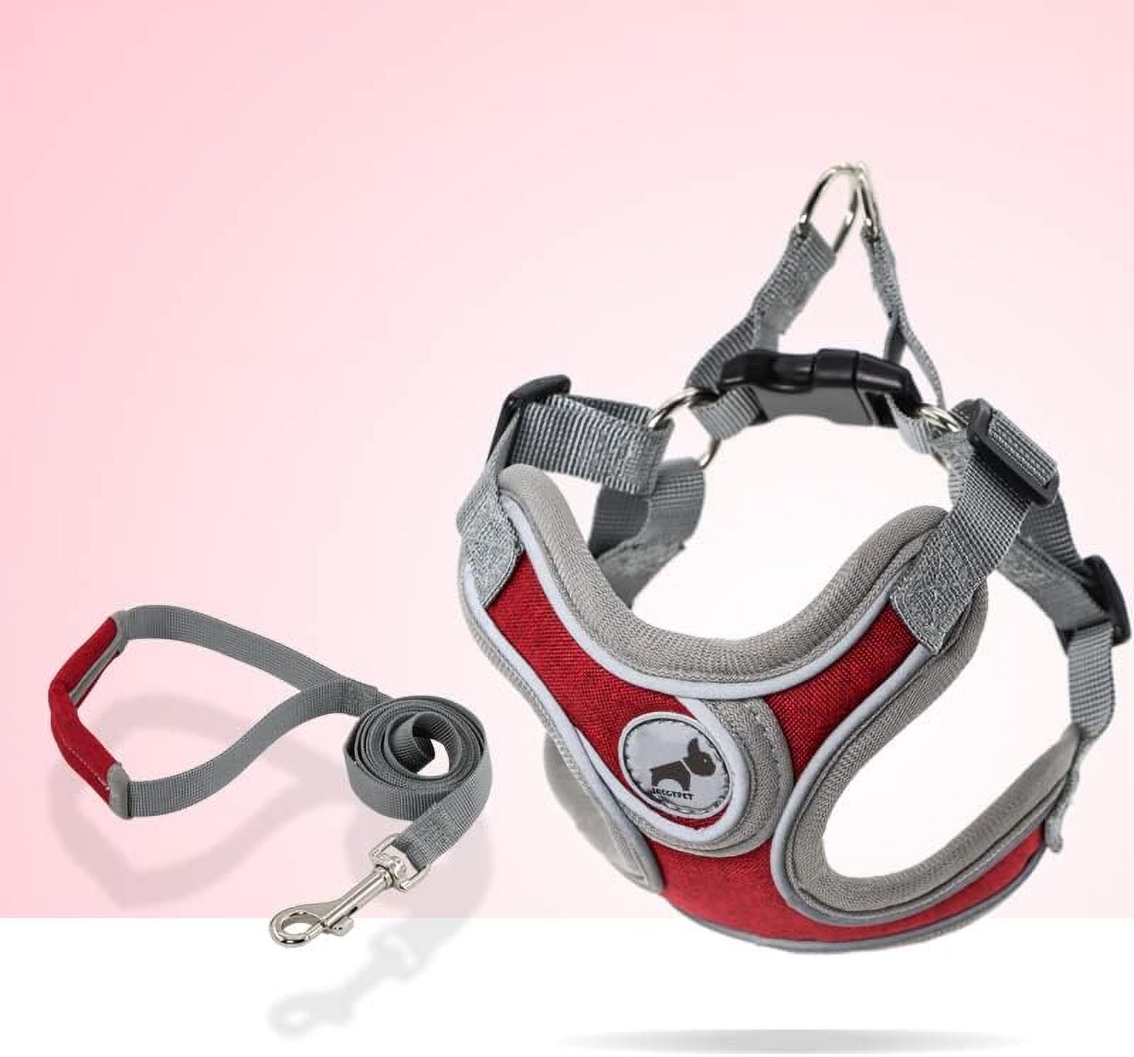 Denim French Bulldog Harness with Leash Set, with Breathable Padded Puppy Harness for Small Dogs Training and Walking (XS Pink) - Image 34