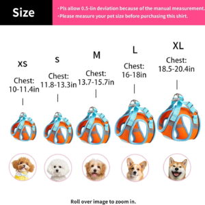 3Pack Step-In Dog & Cat Harness with Leash, No Pull Adjustable Vest for Small & Medium Pets (XS, Blue & Orange)