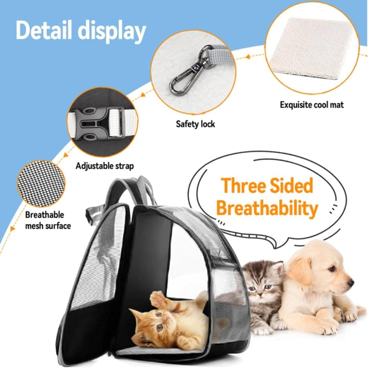 Expandable Pet Carrier Backpack for Cats & Small Dogs – Airline Approved, Breathable Mesh Design, Foldable Travel Bag for Hiking, Camping & Daily Use - Image 4