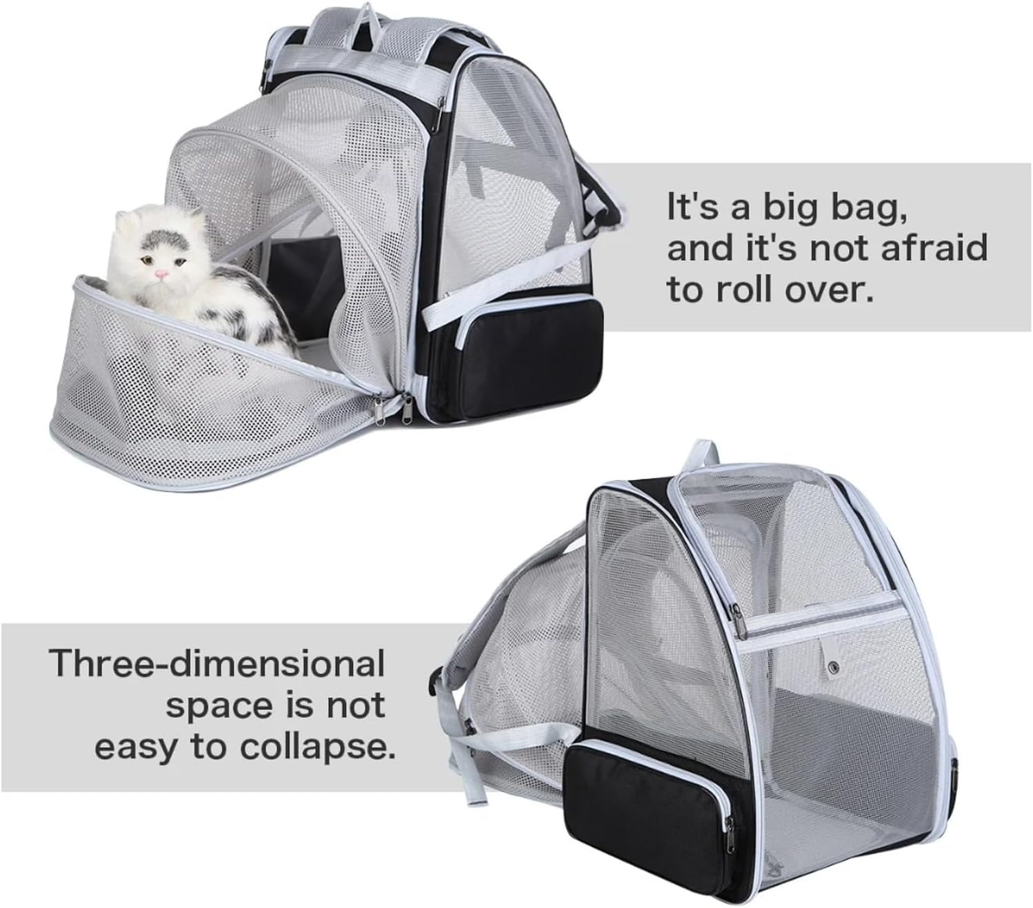 Expandable Pet Carrier Backpack for Cats & Small Dogs – Airline Approved, Breathable Mesh Design, Foldable Travel Bag for Hiking, Camping & Daily Use - Image 5