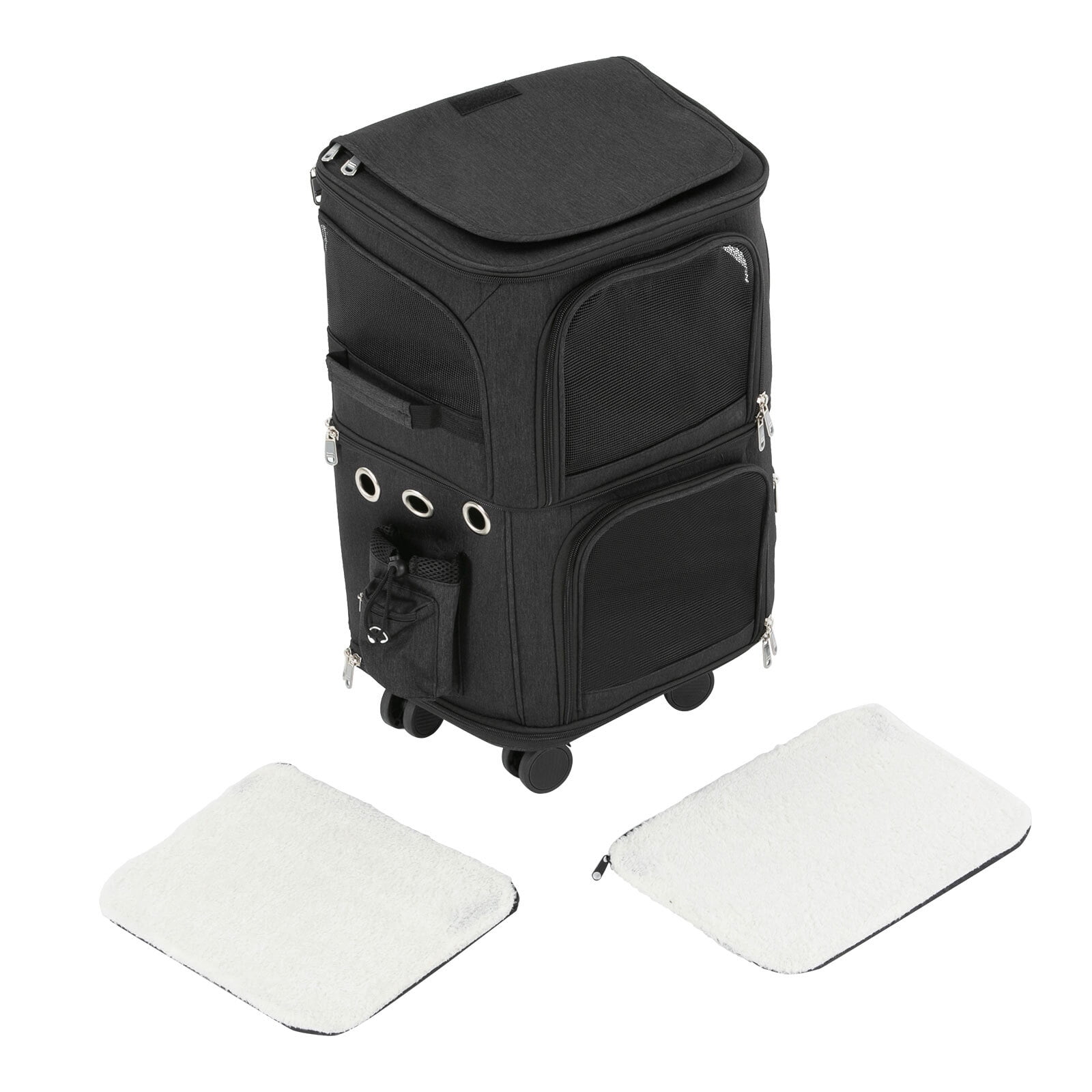 1 PCS Black Double-Compartment Pet Rolling Carrier, Pet Carrier with Wheels, Pet Trolley Bag, Max. Load Capacity: About 10kg/ 22.05 lbs - Image 9