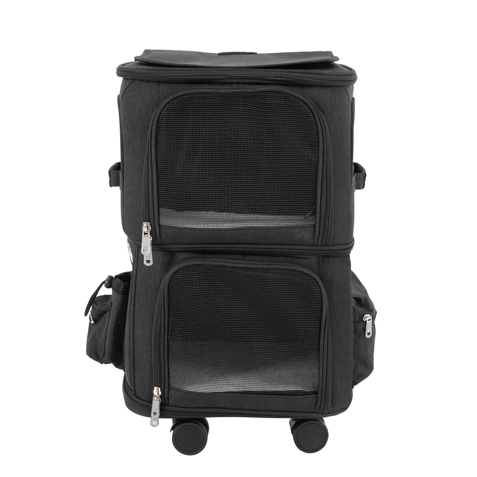1 PCS Black Double-Compartment Pet Rolling Carrier, Pet Carrier with Wheels, Pet Trolley Bag, Max. Load Capacity: About 10kg/ 22.05 lbs - Image 12