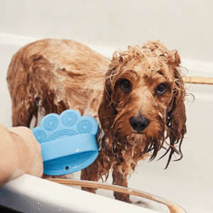 Make Bath Time Easy: Rubber Pet Brush for Gentle Scrub & Massage (Long/Short Hair)