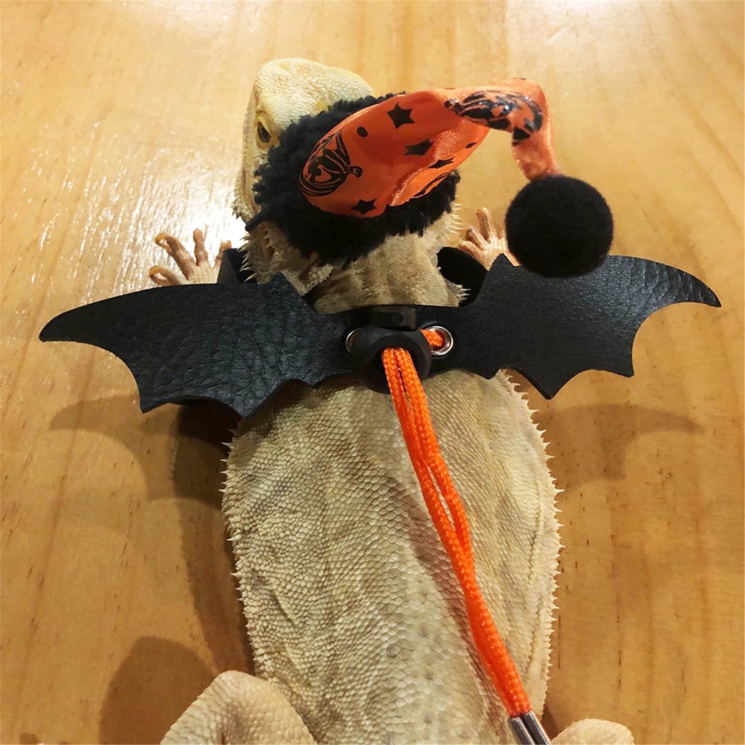 Adjustable Leash Set Bearded Dragon Harness Halloween Costume Hat 3 Sizes Soft Leather Vest Wing Decoration - Image 2