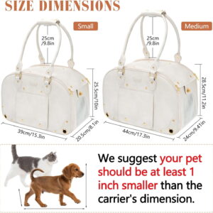 Dog Carrier Purse, Pet Carrier, Waterproof Premium Leather Pet Travel Portable Bag for Cat and Small Dog Home & Outdoor Medium Beige