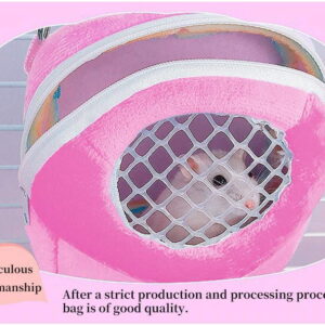 WishLotus Hamster Carrier Bag, Portable Outgoing Travel Handbags with Nylon Straps Small Pet Pouch for Hamster Rat Mini Hedgehog (Pink, M)