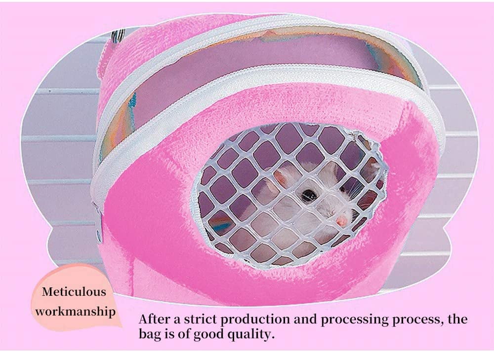 WishLotus Hamster Carrier Bag, Portable Outgoing Travel Handbags with Nylon Straps Small Pet Pouch for Hamster Rat Mini Hedgehog (Pink, M)