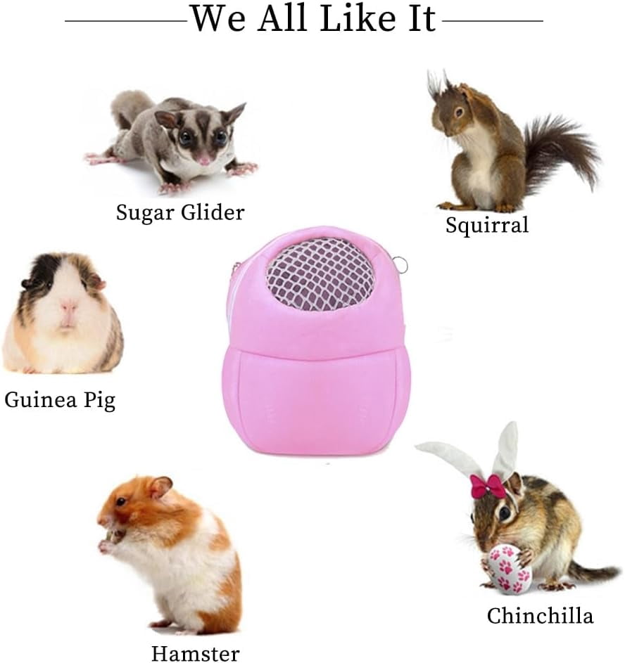 WishLotus Hamster Carrier Bag, Portable Outgoing Travel Handbags with Nylon Straps Small Pet Pouch for Hamster Rat Mini Hedgehog (Pink, M) - Image 9